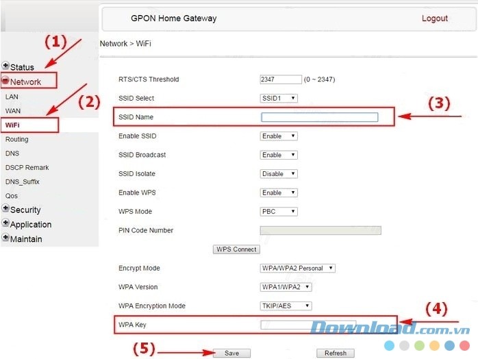 Đổi mật khẩu wifi trên modem GPON của FPT