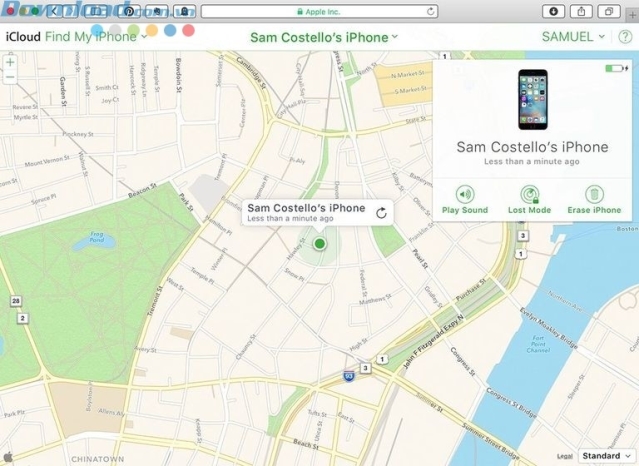 Hiển thị vị trí điện thoại trên bản đồ và các tùy chọn