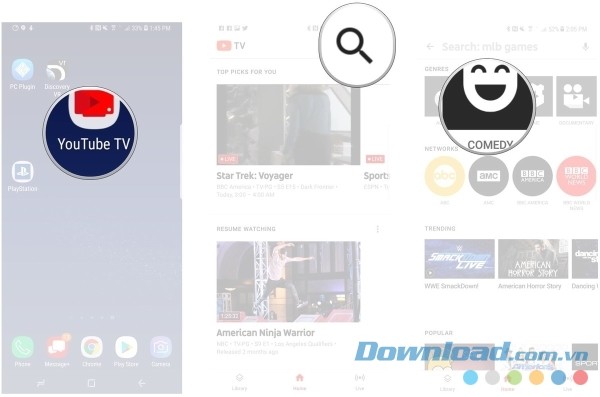 Tìm theo thể loại trên YouTube TV
