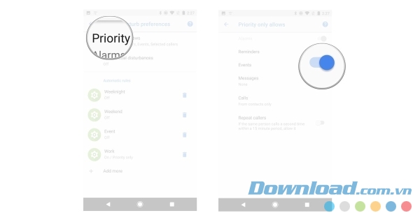 Thiết lập ưu tiên khi dùng Do Not Disturb