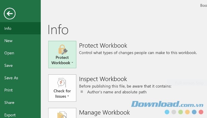 Thiết lập bảo vệ mật khẩu cho file Excel