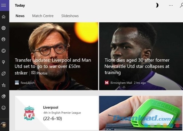 Giao diện MSN Sports