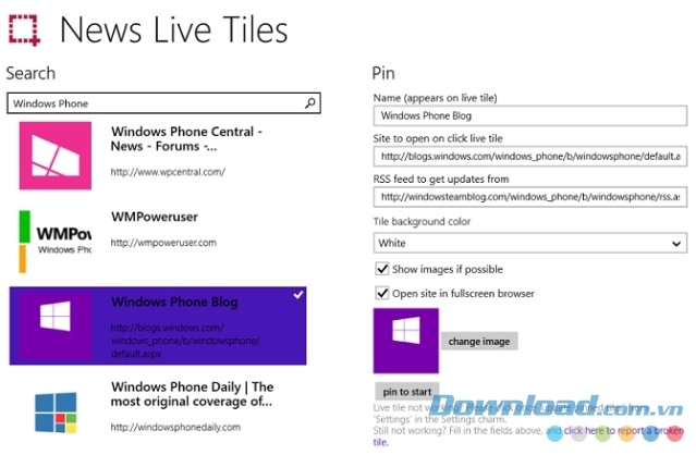 News Live Tiles