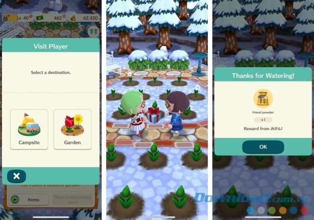 Ghé thăm vườn bạn bè trong Animal Crossing: Pocket Camp