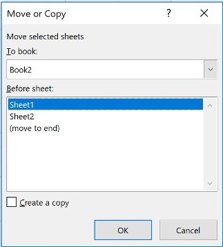 Hộp thoại Move or Copy Sheet