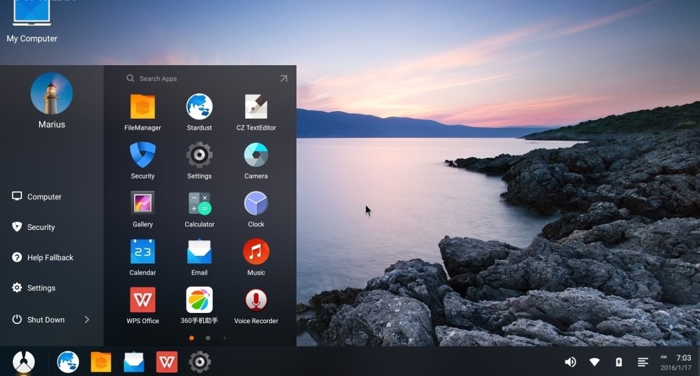 Giao diện Phoenix OS trên máy tính