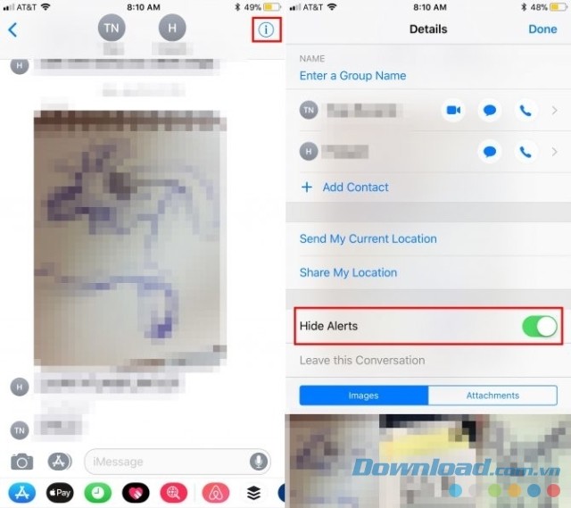 Tắt thông báo nhóm trên iMessage