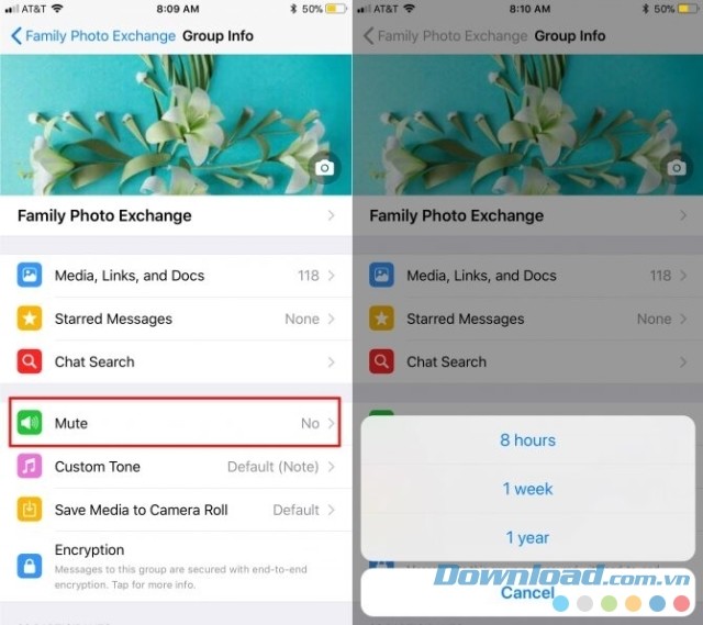 Tắt tin nhắn nhóm trên whatsapp