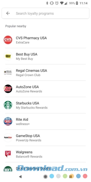 Danh sách thẻ trên Google Pay