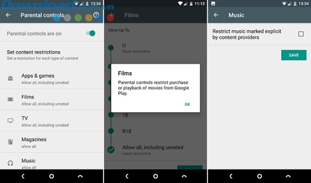 Đặt quyền cha mẹ trên Play Store