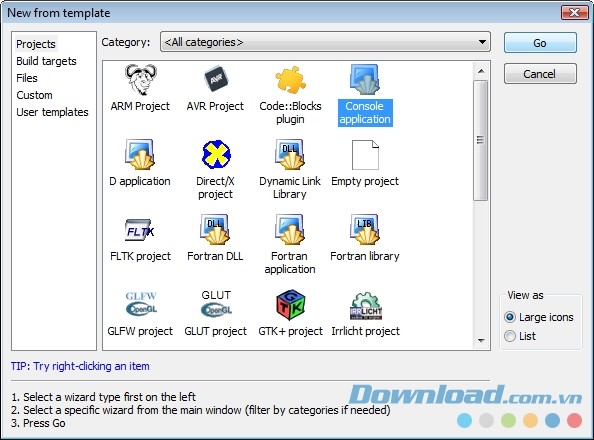Lựa chọn thư mục lưu file dự án trong Code::Blocks