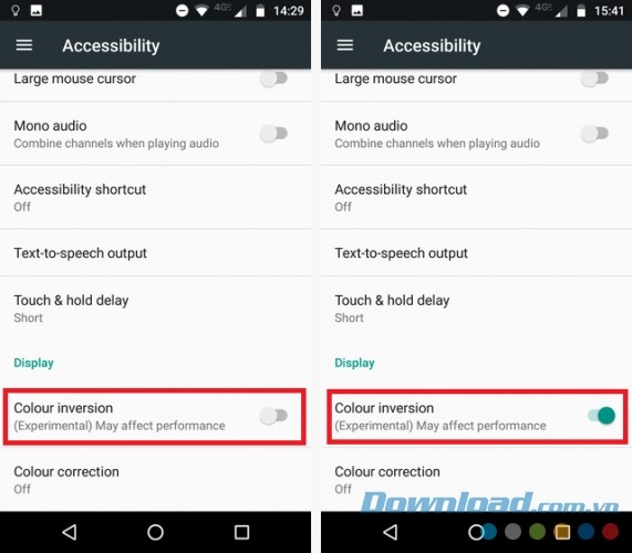 Đảo ngược màu sắc trên Android
