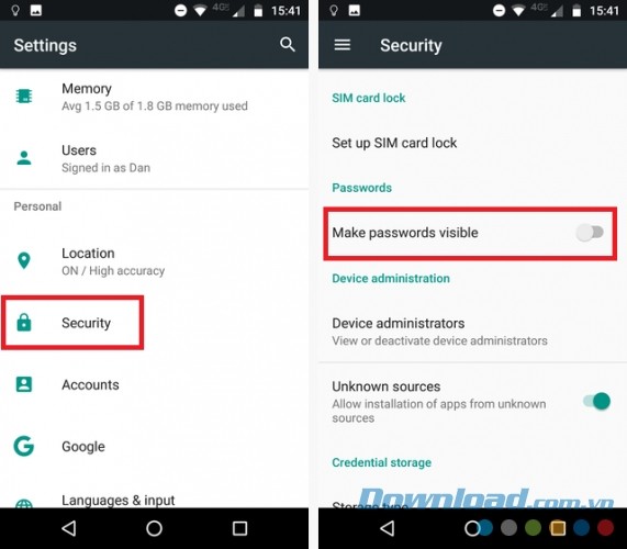 Hiển thị mật khẩu trên Android