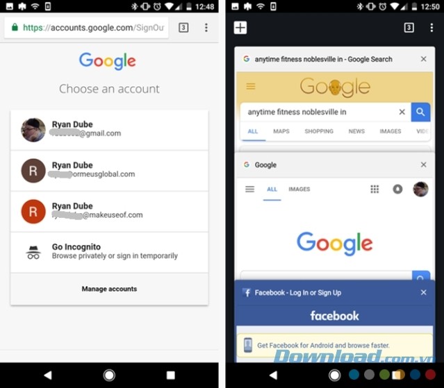 Chrome hiển thị tab