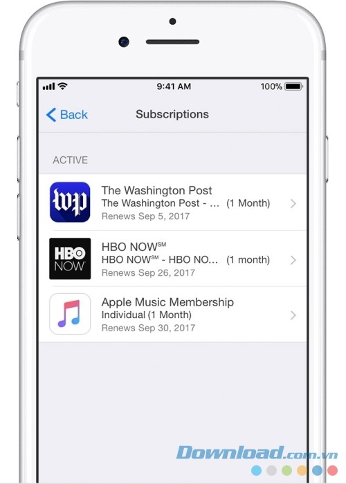 Quản lý thuê bao trên Apple ID