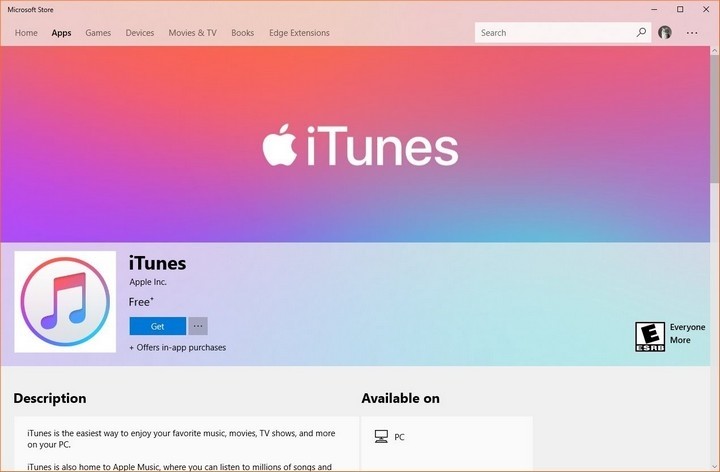 iTunes trên Windows Store