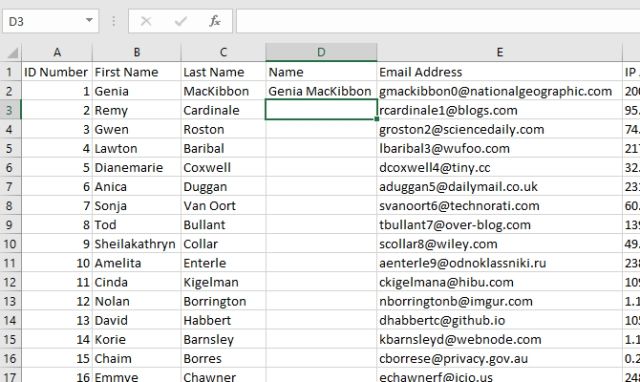 Dùng CONCATENATE gộp ô Excel