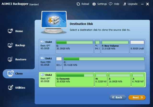 AOMEI Backupper chọn ổ đĩa lưu