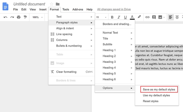 Font mặc định của Google Docs