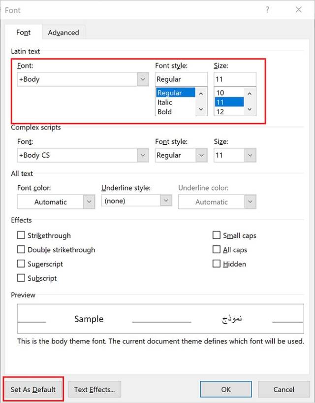 Đổi font mặc định trogn word
