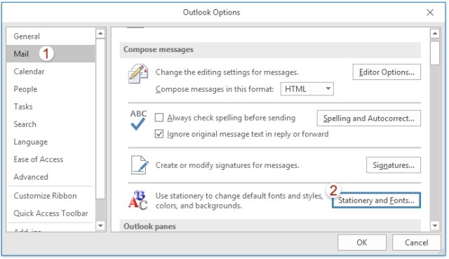 Đổi font mặc định trong Outlook