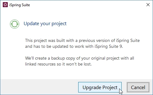 Cập nhật dự án lên iSpring Suite