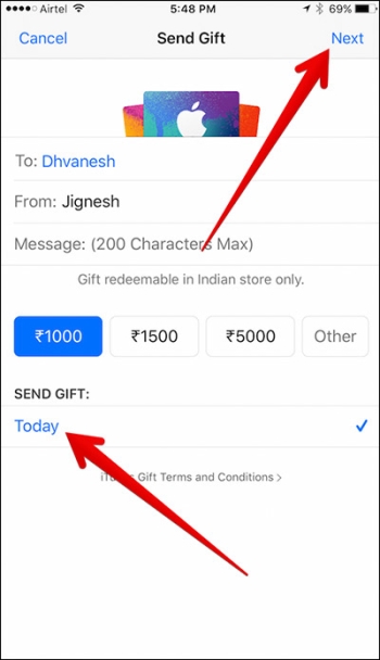 Lập lịch tặng quà qua App Store