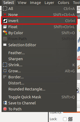 Tính năng Invert trong GIMP