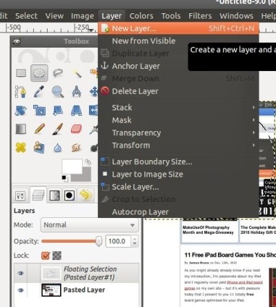Cách tạo layer mới trong GIMP