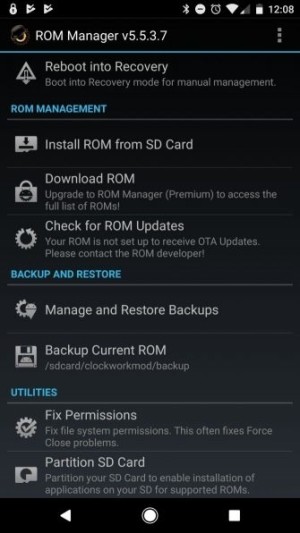 Giao diện ROM Manager