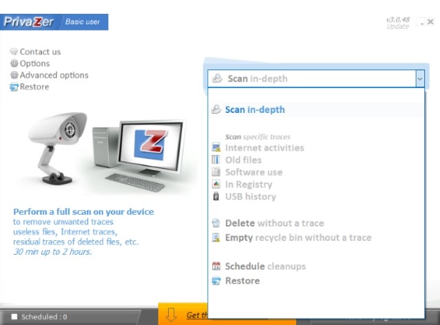 Privazer quét thiết bị và xóa an toàn