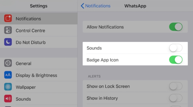 Chỉ nhận thông báo bằng badge