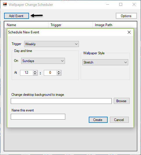 Giao diện Wallpaper Change Scheduler