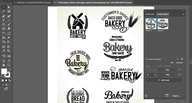 Xuất các asset trong Adobe Illustrator