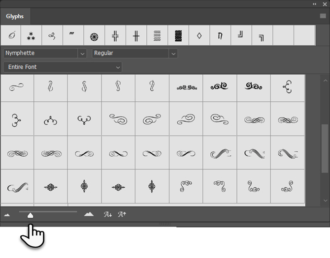 Bảng ký tự Glyph trong Adobe Photoshop CC