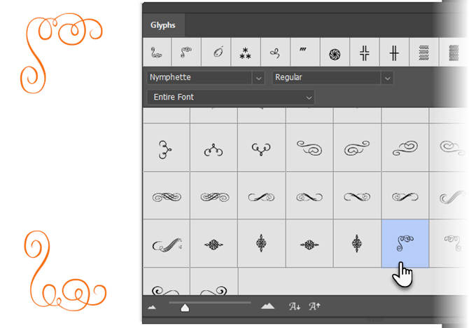 Chọn glyph trong Adobe Photoshop