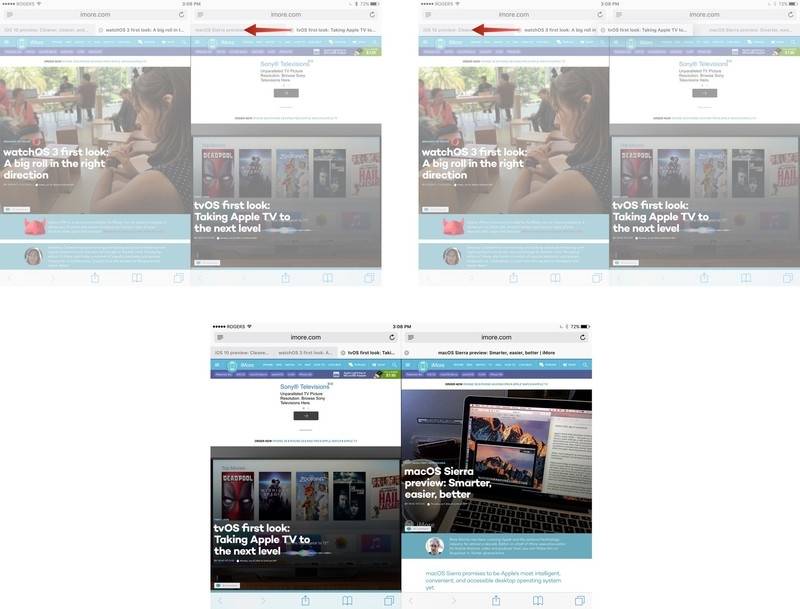 Cách chuyển vị trí tab ở trình xem chia đôi