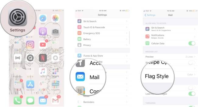 Cách thay đổi kiểu flag trong Mail