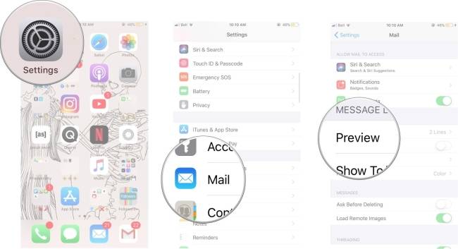 Cách thay đổi hình thức xem trước trong Mail app