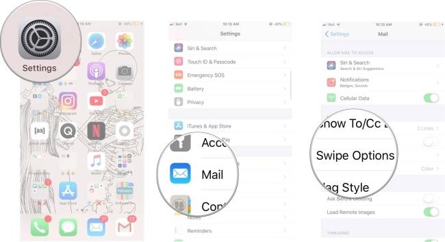 Cách thay đổi thao tác vuốt trên Mail