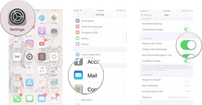 Cách sắp xếp email theo luồng trong Mail app