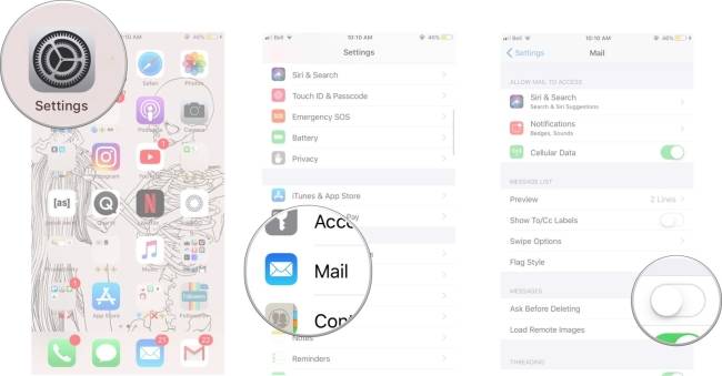 Kích hoạt hỏi trước khi xóa email trên Mail App