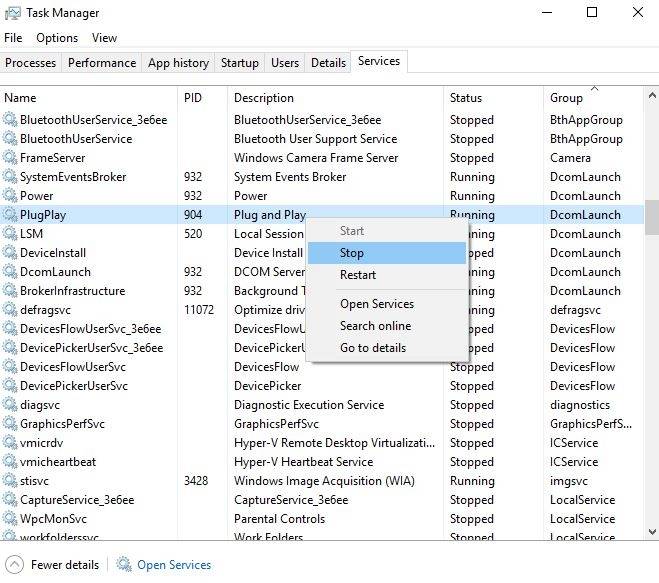 Các dịch vụ chạy khi khởi động PC