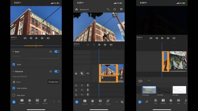 Chèn hiệu ứng chuyển tiếp trong Adobe Premiere Rush CC