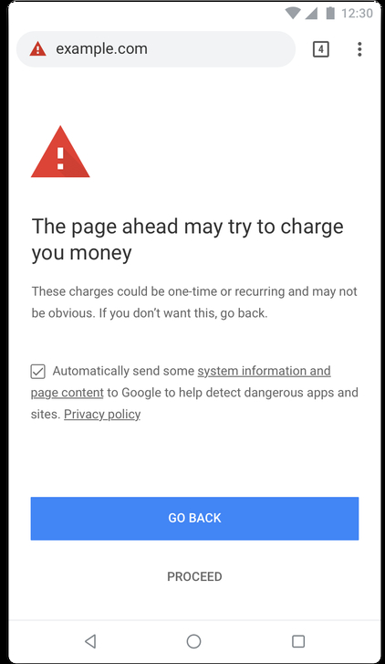 Cảnh báo của Google Chrome 