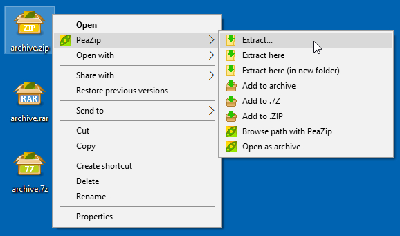 Phần mềm nén và giải nén peazip