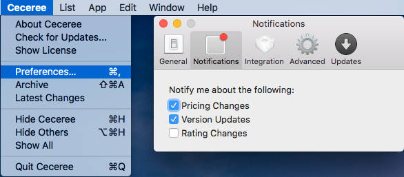 Cập nhật thông báo ứng dụng trên Ceceree