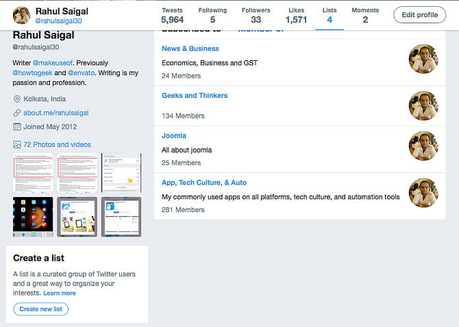 Tạo danh sách tài khoản Twitter