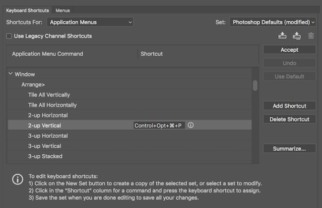 Tạo phím tắt trong Photoshop