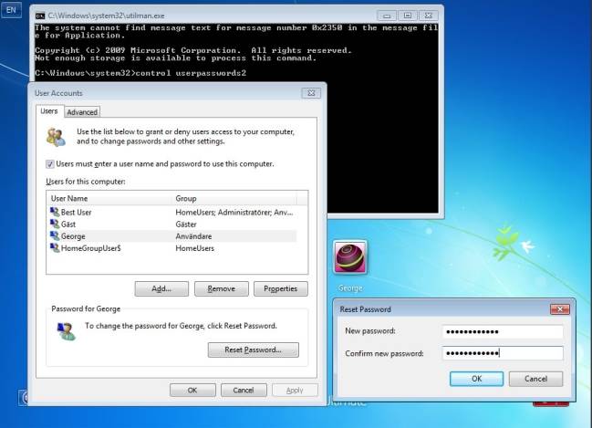 Đặt mật khẩu mới cho máy tính